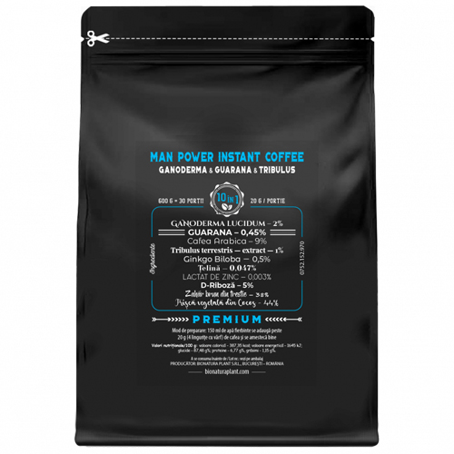 Man Power Instant Coffee 10in1 cu Ganoderma si Guarana - 600g veg (30 de portii)